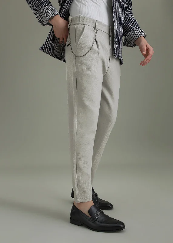 Overstock Light Grey Textured Korean Pant