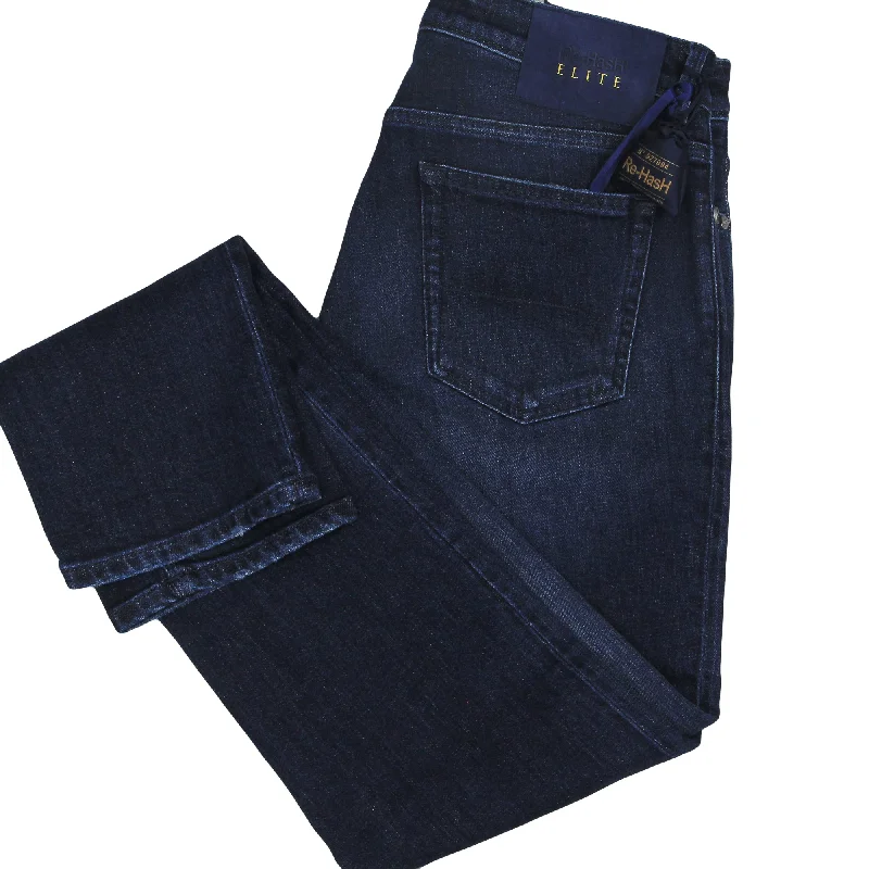 Dark Blue Rubens Power-Stretch Cotton Slim Fit Jeans - Re-Hash ELITE