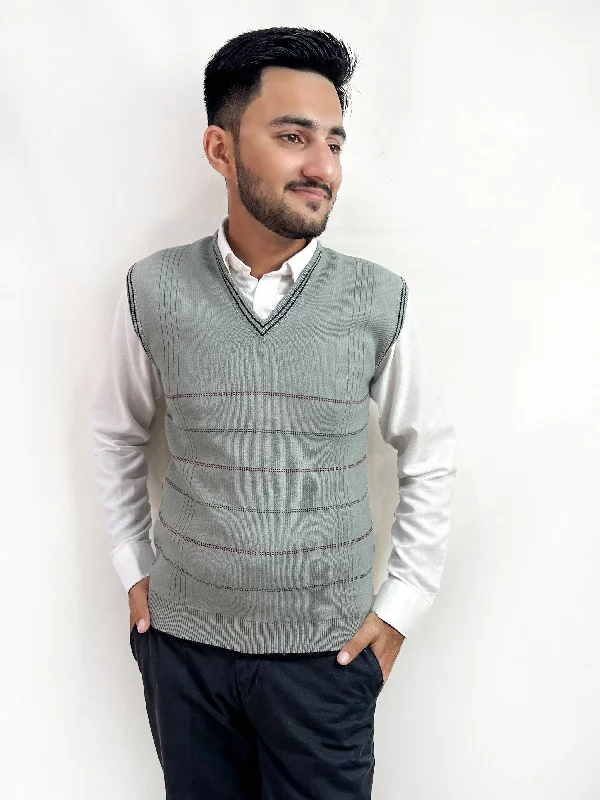 Holiday Sale Light Grey Sleeveless Sweater for Men MSW30