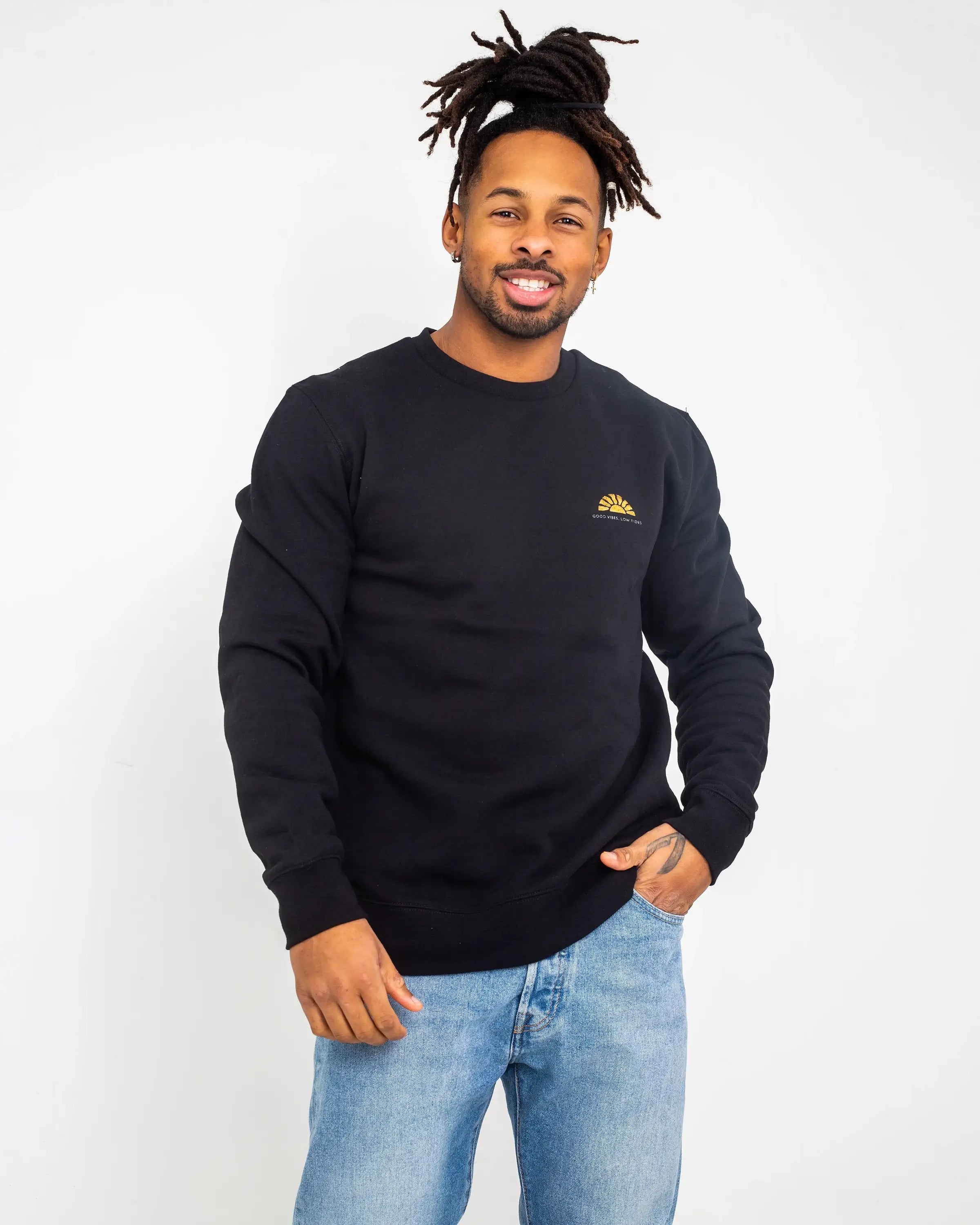 Stock Clearance Good Vibes Sweatshirt in Black