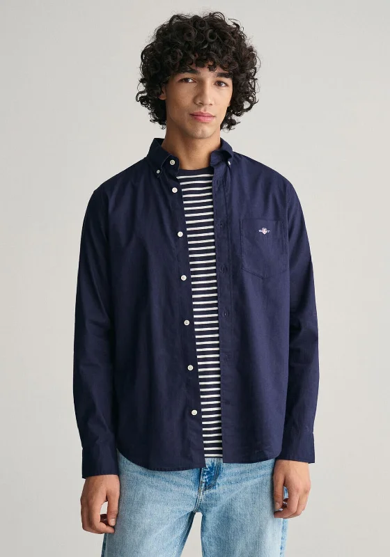 Super Savings Gant Cotton Linen Shirt, Evening Blue
