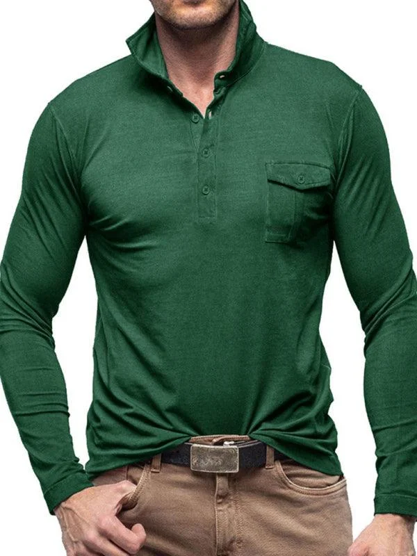 Huge Savings Solid Long Sleeve Men Polo Shirt