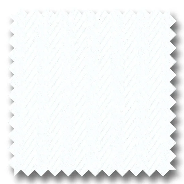 Don't Miss White Solid Herringbone - Custom Dress Shirt