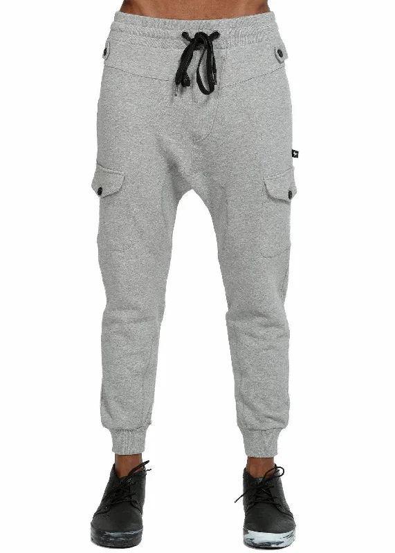 Savings Alert Konus Men's Drop Crotch Cargo Pockets Sweatpants in Gray