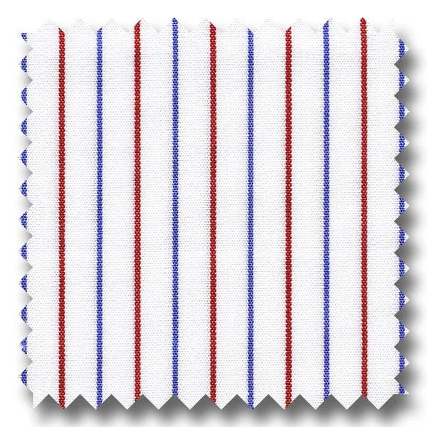 Limited Supply Blue and Red Stripe 2Ply Broadcloth - Custom Dress Shirt