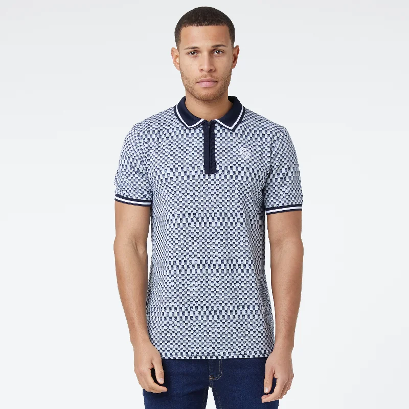 Contrast Jacquard Polo | Navy