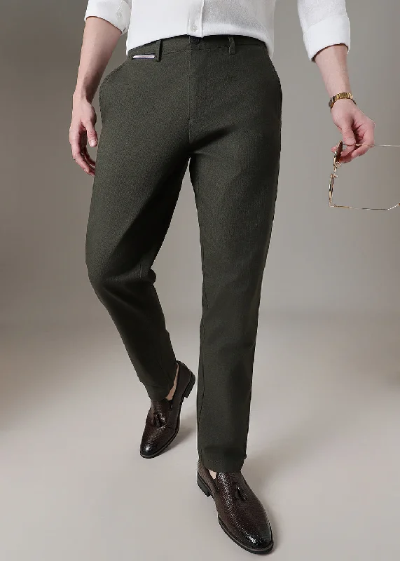 The Best Deal Dark Olive Linen Trouser