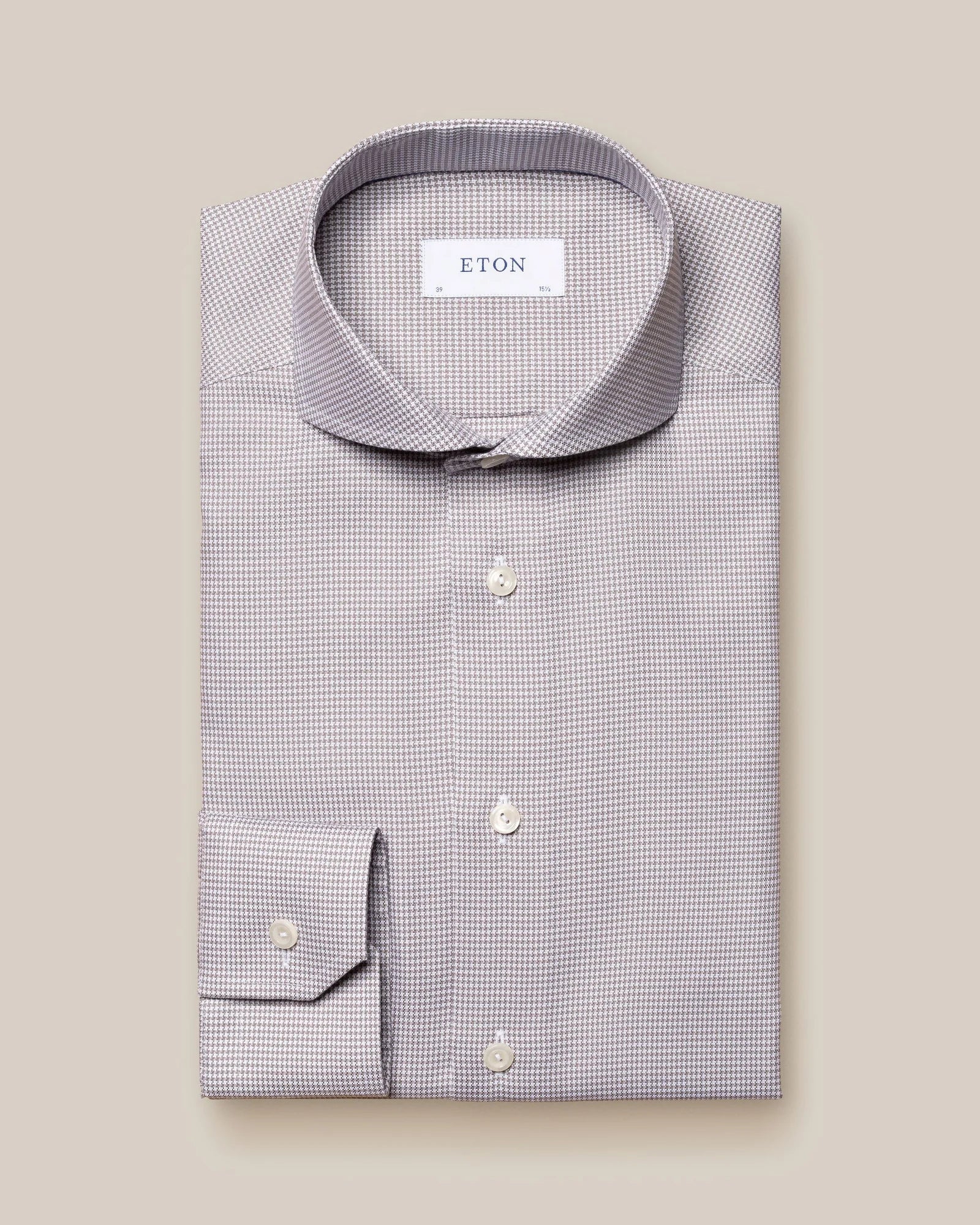 Fantastic Deals Brown Houndstooth Signature Twill Shirt Slim Fit - ETON
