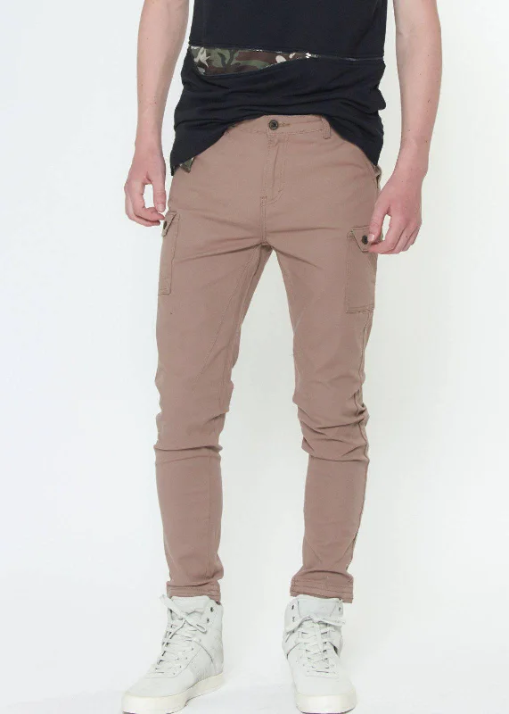 Special Price Konus Men's Slim Cargo Pants in Beige