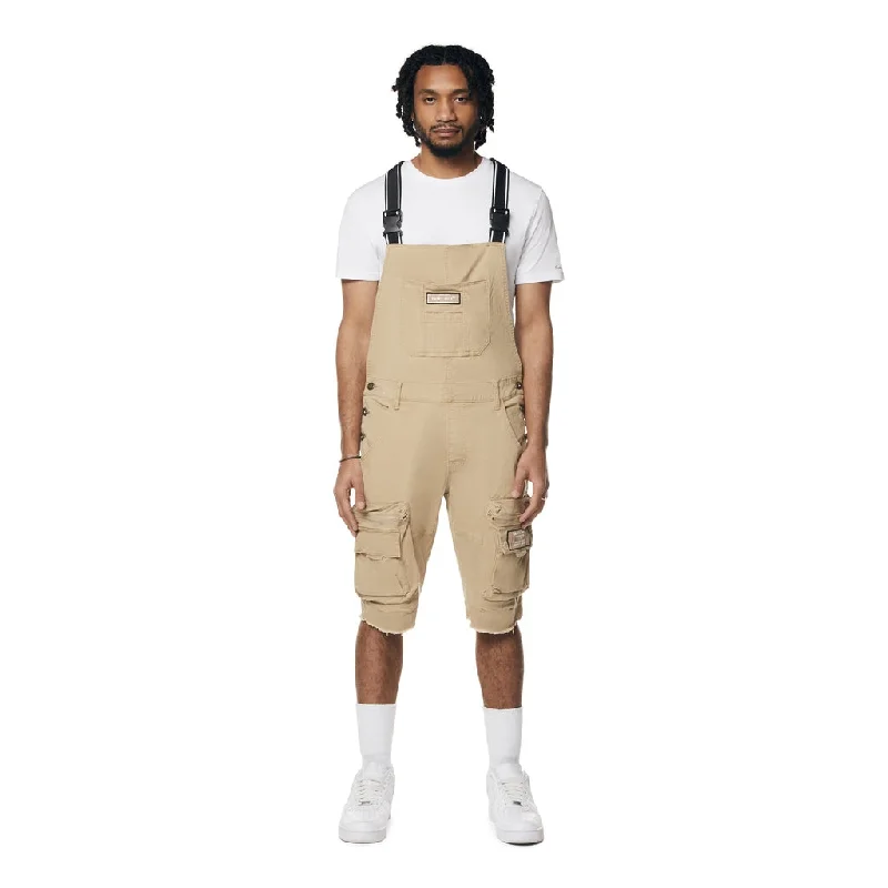 Utility Twill Overall Shorts - Khaki