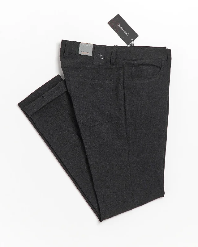 Charcoal 'Pipe' Regular Slim Fit Ceramica 5 Pocket Tech Dress Pants