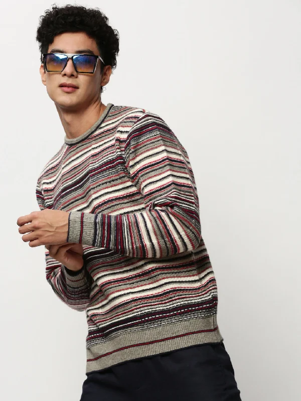 Exclusive Access Men Grey Knitted Casual Sweaters
