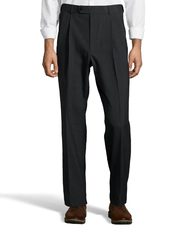 Flash Deal Palm Beach Wool/Poly Charcoal Pleated Expander Pant
