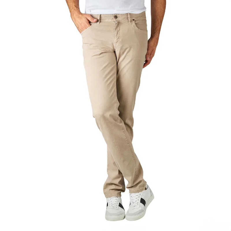 Beige Pipe Regular Fit Cotton Twill Pants - ALBERTO