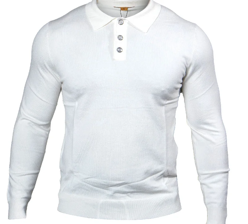 Prestige MCS-290 Long Sleeve 3 Buttons Polo White