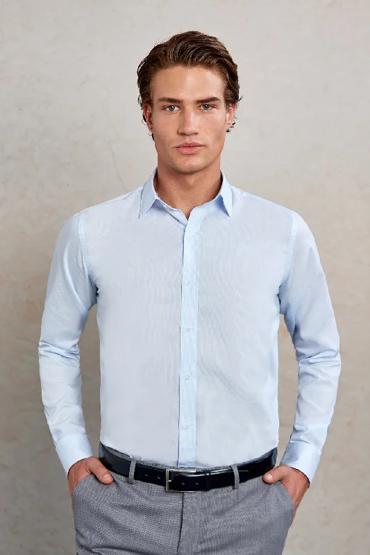 Limited Quantity Comfort Fit Cotton Light Blue Casual Shirt