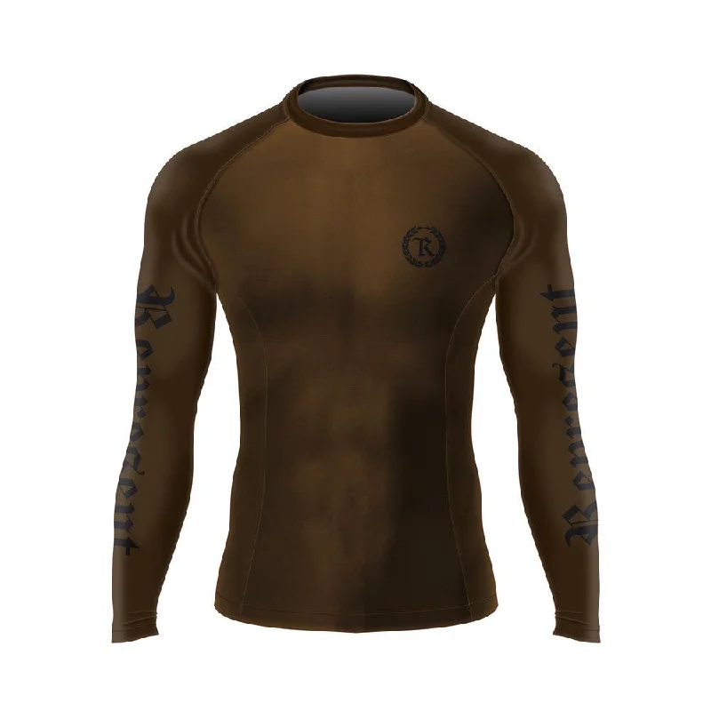 Price Break Black Gang Jiu Jitsu Rash Guard Long Sleeve [BROWN]