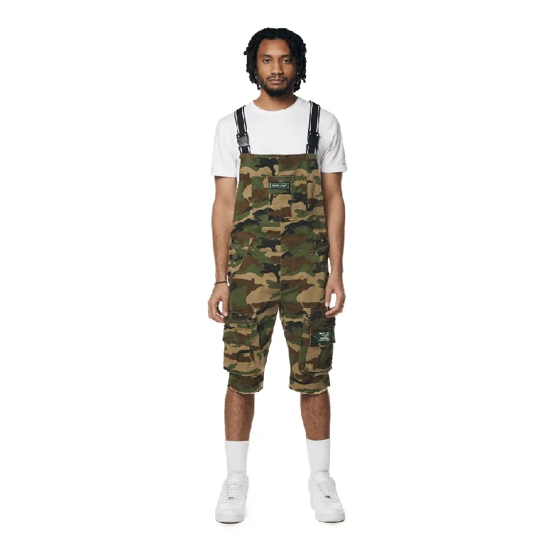 Utility Twill Overall Shorts - Wood Camo