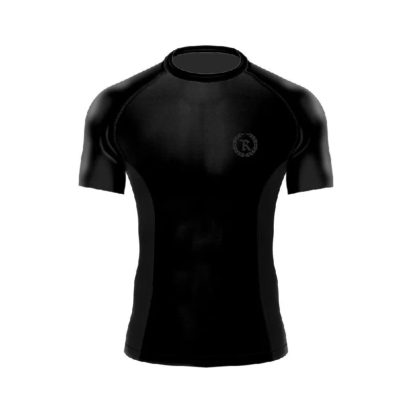 Bargain Blast Black Gang Jiu Jitsu Rash Guard Short Sleeve [BLACKED OUT]