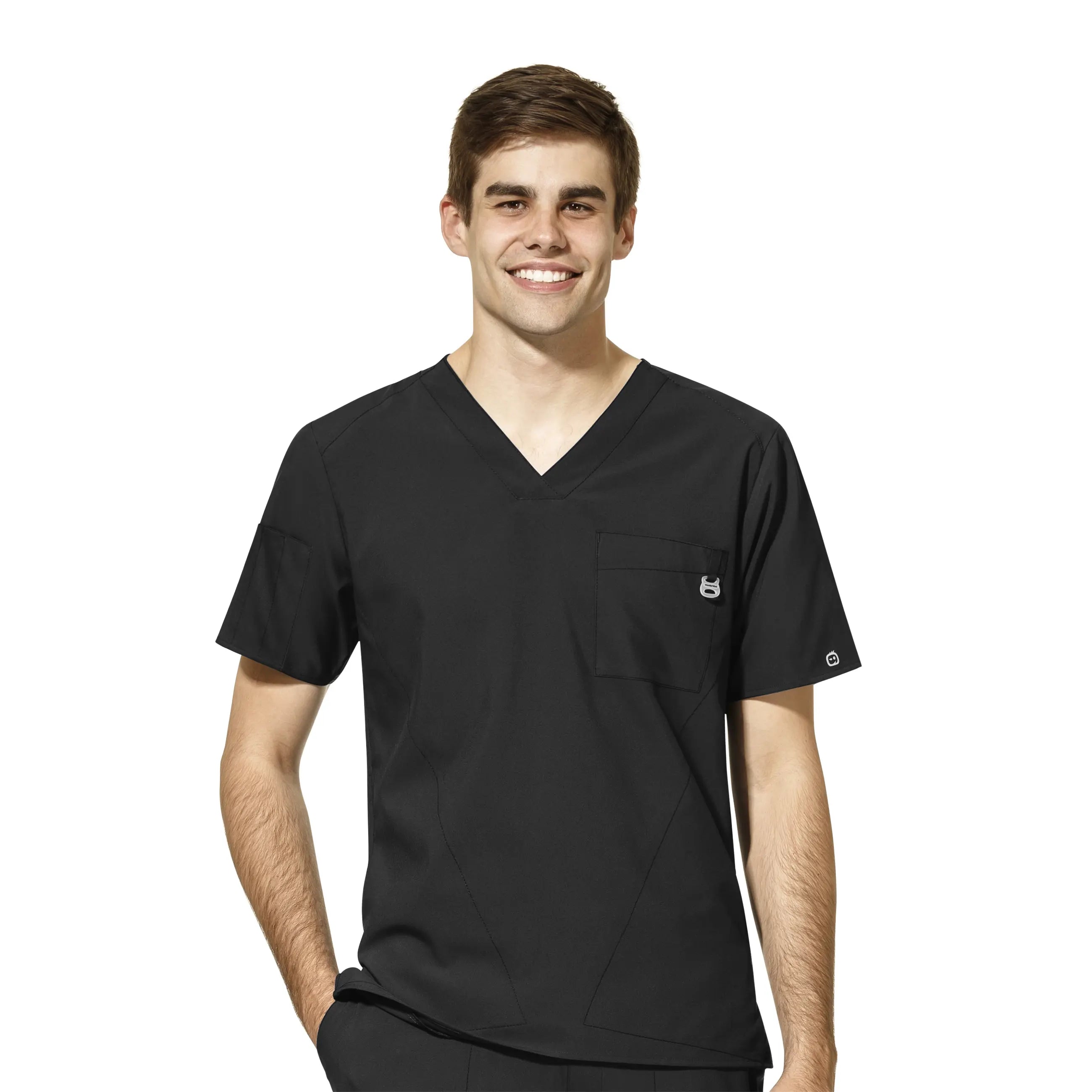 Weekend Offers That Excite Wink Men's W123 V-Neck Scrub Top - Black