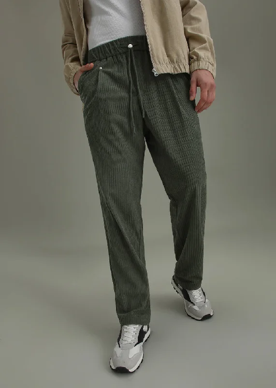 Big Savings Pine Green Drawstring Corduroy Pant