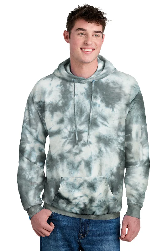 Loyalty Reward Port & Company Mens Crystal Tie-Dye Hooded Sweatshirt Hoodie w/ Pouch Pocket - Grey