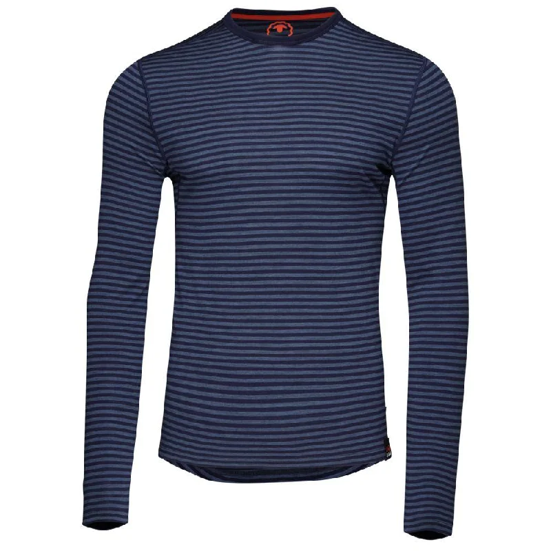 Final Markdown Mens Merino 180 Long Sleeve Crew (Mini Stripe Navy/Denim)