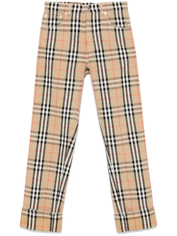 Price Cut Burberry Check-Print Trousers