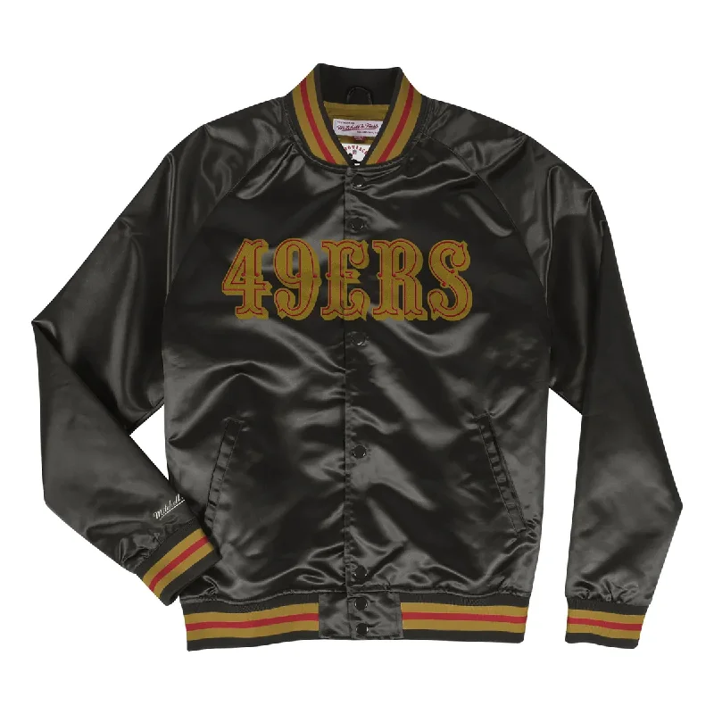 While Supplies Last Mitchell & Ness San Francisco 49ers Lightweight Satin Jacket-Black/Gold