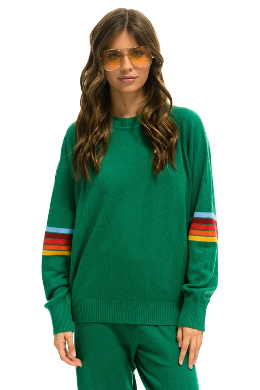 Buy More, Save More RAINBOW STRIPE SLEEVE UNISEX CASHMERE LIGHT SWEATER - AMAZON