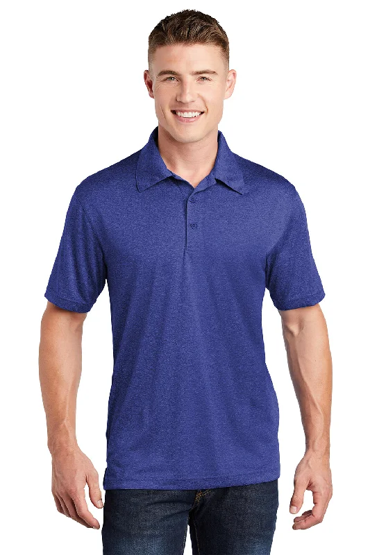 Steals and Deals Sport-Tek Mens Heather Contender Moisture Wicking Short Sleeve Polo Shirt - Heather Cobalt Blue Steals and Deals Sport-Tek Mens Heather Contender Moisture Wicking Short Sleeve Polo Shirt - Heather Cobalt Blue