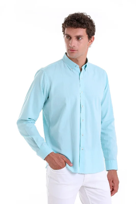 Special Discount Comfort Fit Long Sleeve Cotton Green Water Casual Shirt