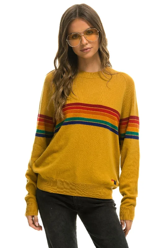 Lowest Rates RAINBOW STRIPE 6 UNISEX LIGHT CASHMERE SWEATER - HARVEST