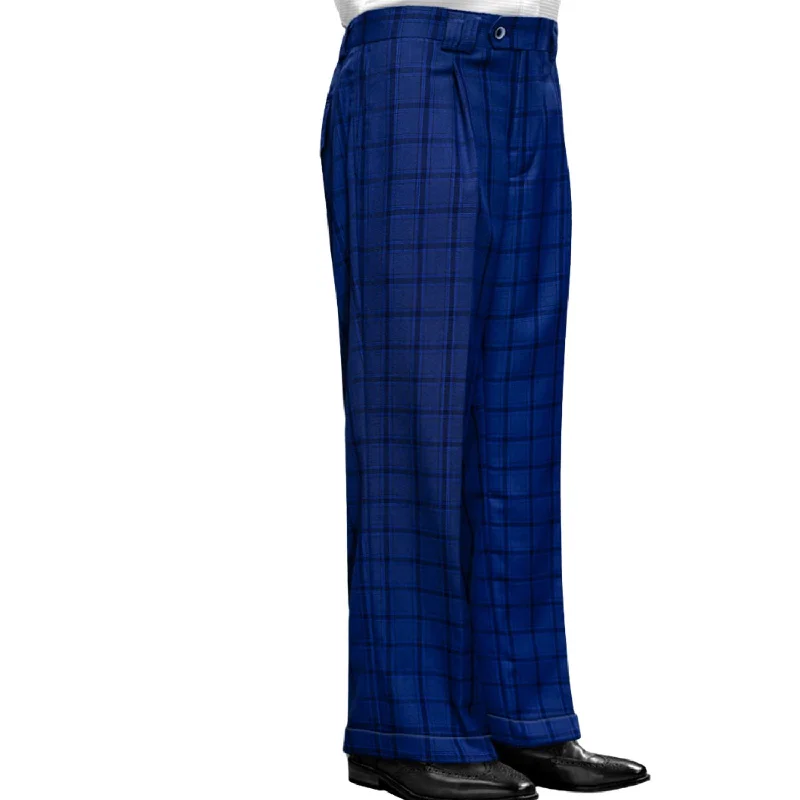 Antlia Collection: Sapphire Plaid Wide-Leg Pants