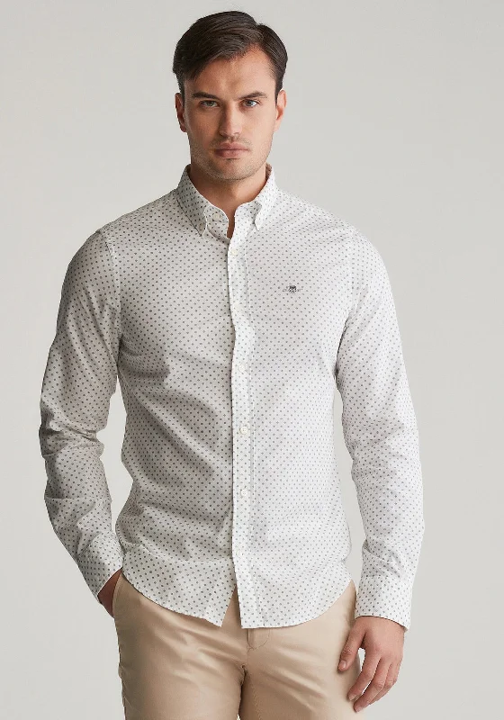 Gant Micro Print Slim Fit Shirt, Eggshell