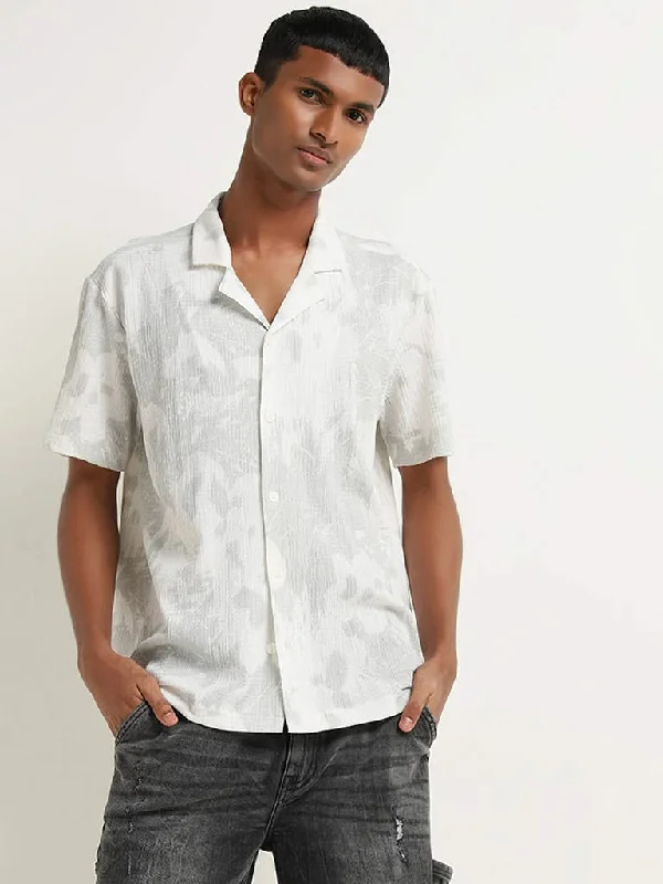 Nuon Grey Abstract Printed Relaxed Fit Shirt