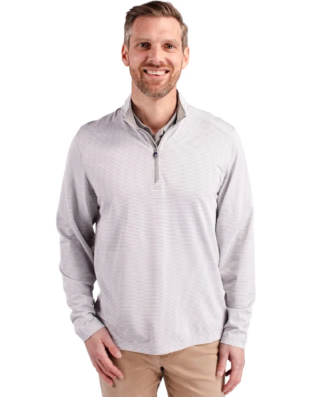 Loyalty Reward Cutter & Buck Virtue Eco Pique Micro Stripe Quarter Zip Polished/White