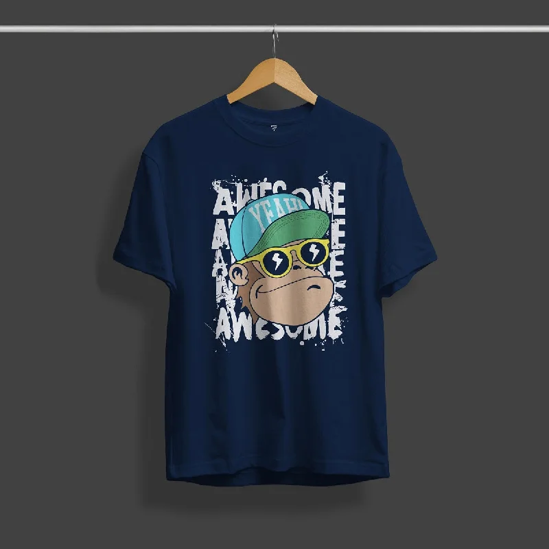 Extra Savings Awesome Monkey  Blue T-Shirt