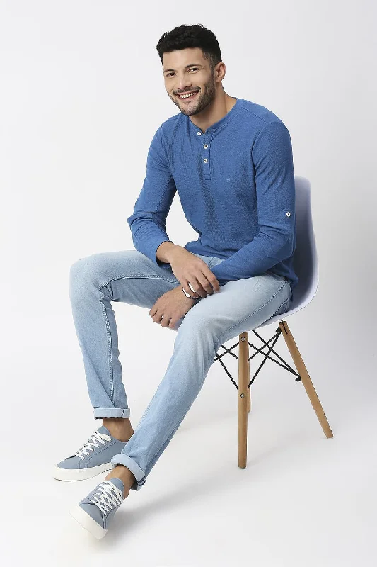 Bargain Prices Muscle Fit Cotton Polyester Henley T-shirt