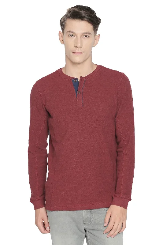 Savings Bonanza Muscle Fit Henley Long Sleeve T Shirt