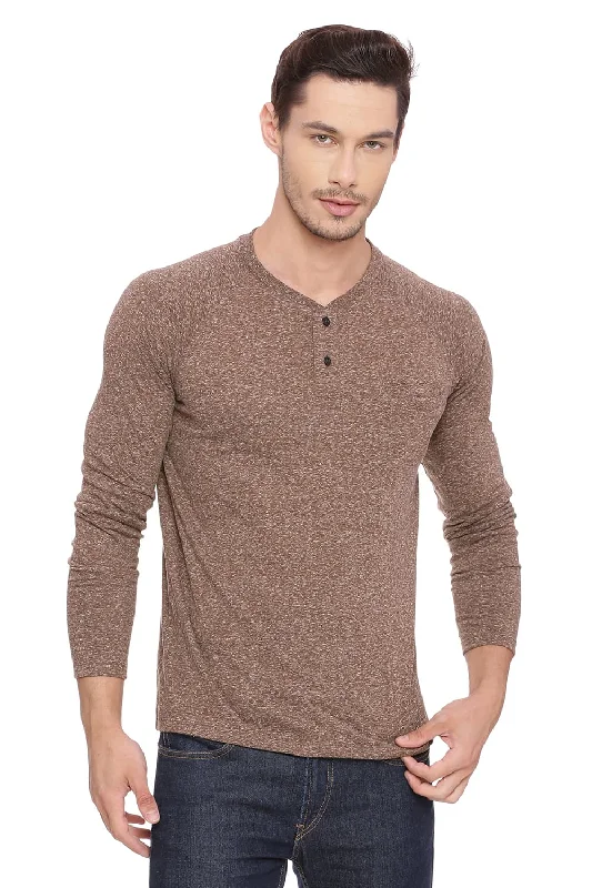 Quick Deals Muscle Fit Henley Long Sleeve T Shirt