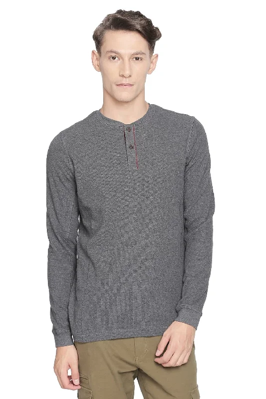 Price Break Muscle Fit Henley Long Sleeve T Shirt