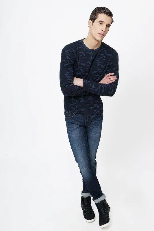 Price Rollback Muscle Fit Henley Printed T.Shirt