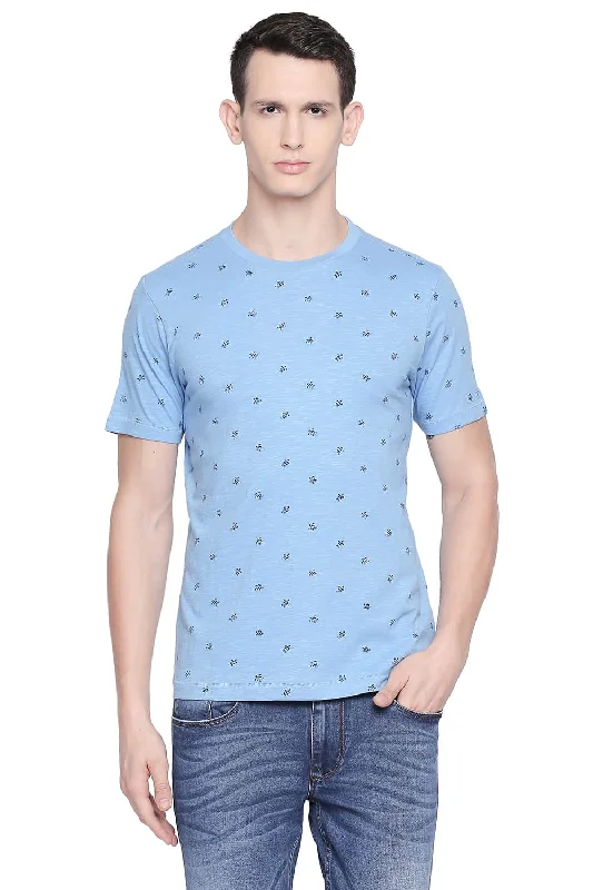 Weekend Specials to Grab Muscle Fit Printed Crew Neck T Shirt