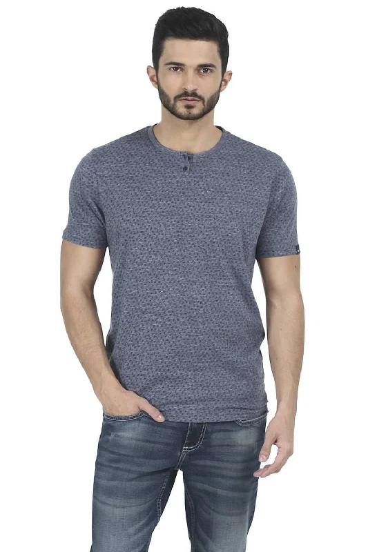Friends and Family Sale Muscle Fit Printed Henley Neck T Shirt