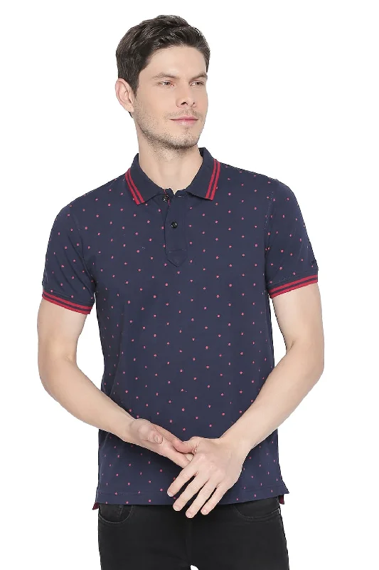 Act Fast Muscle Fit Printed Stretch Polo T Shirt