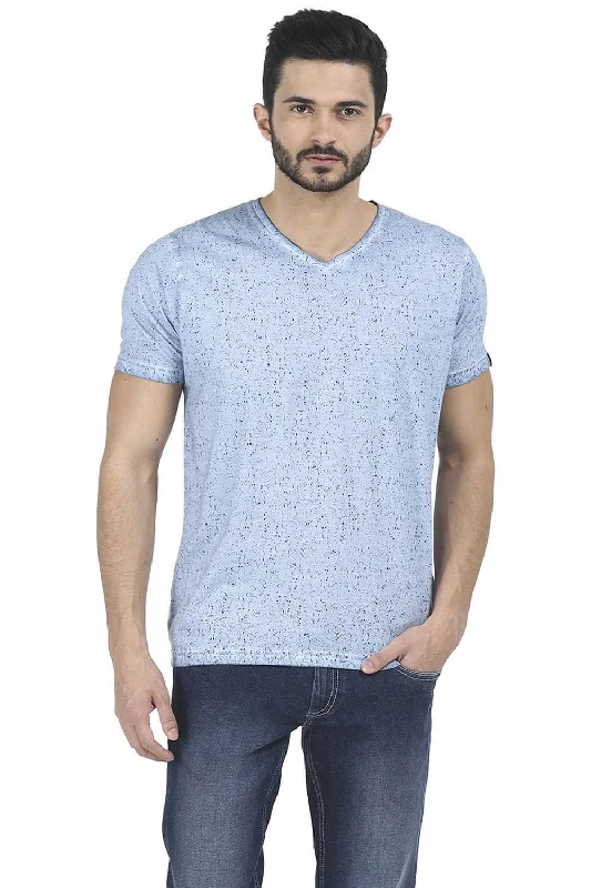 Muscle Fit Printed V Neck T Shirt