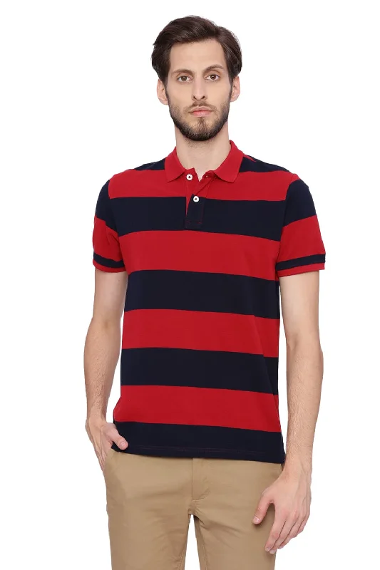 Weekend Discounts to Savor Muscle Fit Striped Polo T Shirt