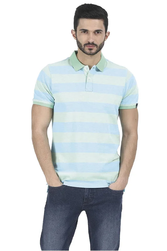 Weekend Discounts to Love Muscle Fit Striped Polo T Shirt