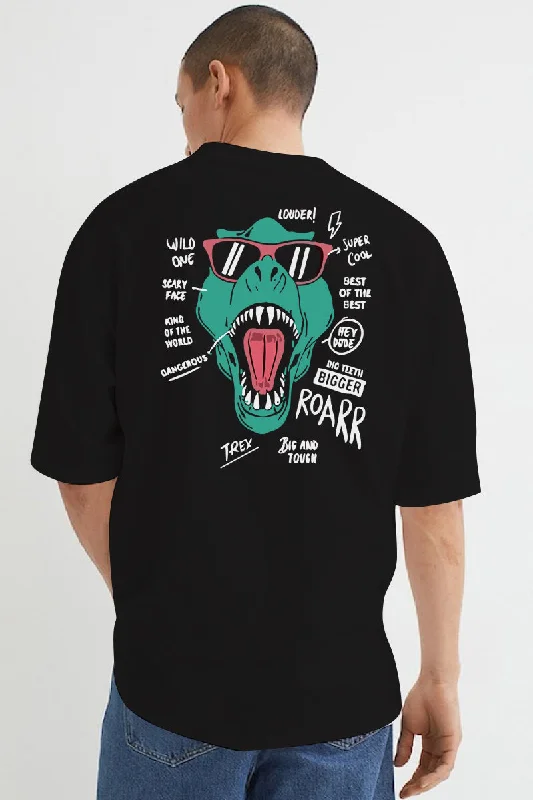 Seasonal Sale Dino Oversized Black T-Shirt Back